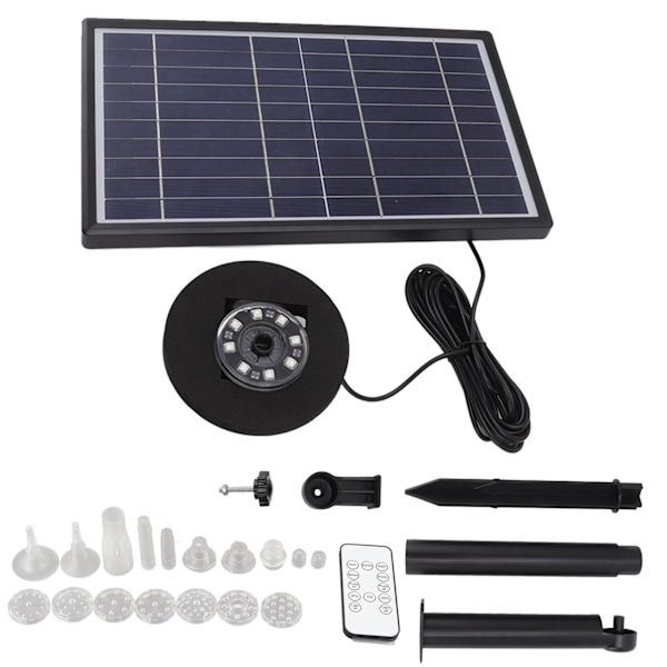 10V 10W Solcellsfontänpump med färgglad LED-lampa Utomhus Solvattenpump Flytande fontän för damm pool trädgård