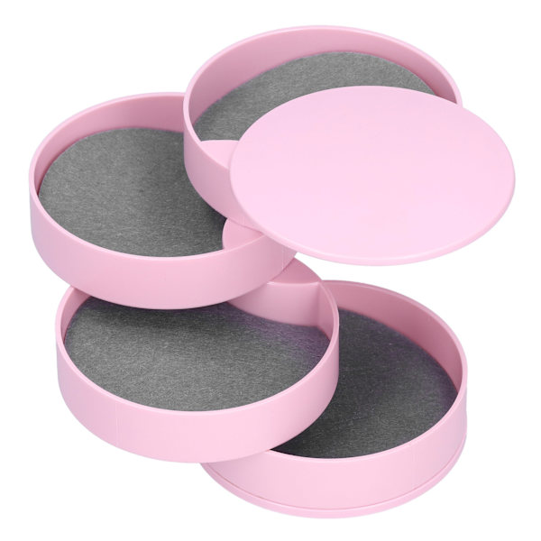 MultiLayer Smykkeæske Støvfri Roterende Opbevaringsbeholder Organizer til Smykker (Pink 4-Lag)