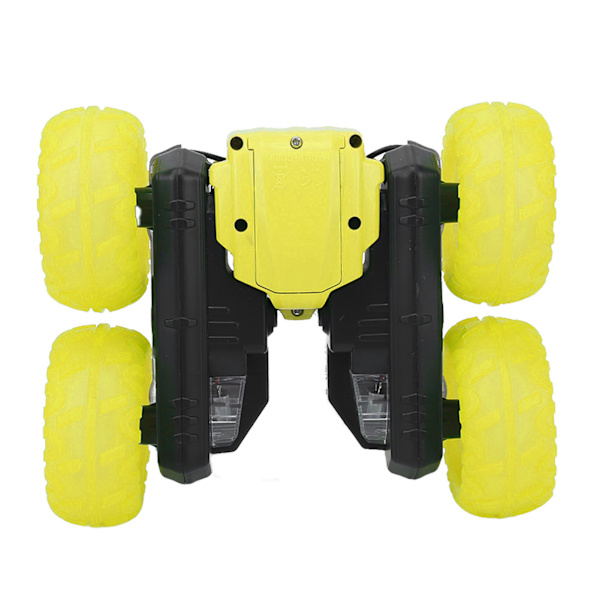 RC Stuntbil 2.4G Hög Hastighet Blommande Effekt Dubbelsidig Textdisplay Fjärrstyrd Bil för 8 År och Äldre Gul