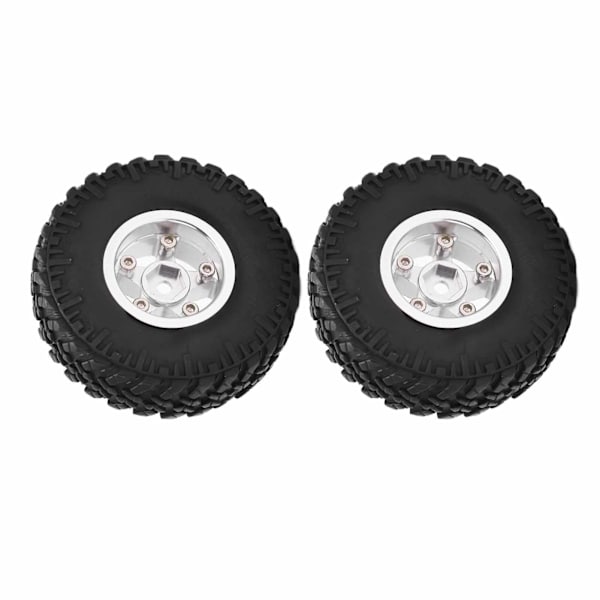 2 STK Fælgefælge Dæk Sæt til Axial SCX24 AXI00001 1/24 RC Crawler Bil Opgraderingsdele Sølv