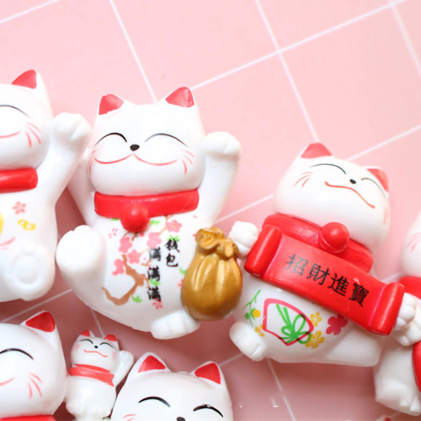 Lykkekat Ornament Vinkende Arm Lykkekat PVC Dyrefigur til Hjemmedekoration 8stk i Sæt 8stk i 1 Sæt