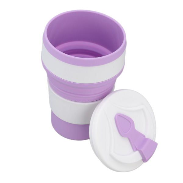 500 ml:n taittuva kuppi, silikoni, kannettava, lämmönkestävä, vesijuoma, tee, kokoontaitettava kuppi ulkoilmaan, työmatkalle, tummanvioletti 500 ml