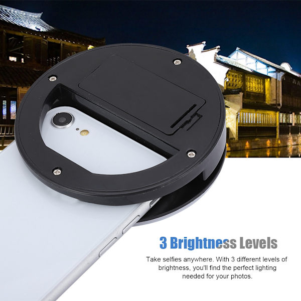 Selfie LED Ring Flash Light Bærbar telefon Selfie Lampe Lysende Clip Lampe til iPhone (sort)