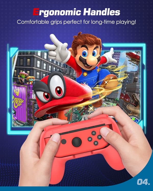2-delt kontrollerhåndtaksett kompatibelt med Nintendo Switch/Switch OLED 2021 Joy Cons-kontroller