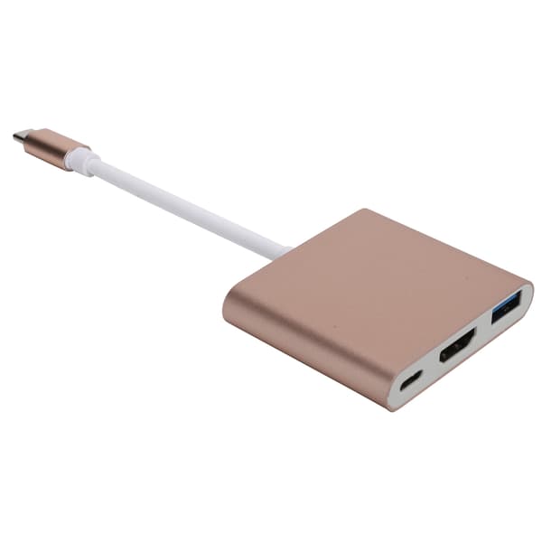 USB C 3.1 Hub Adapter 3 i 1 Konverter Dock HDMI 4K Rose Gull