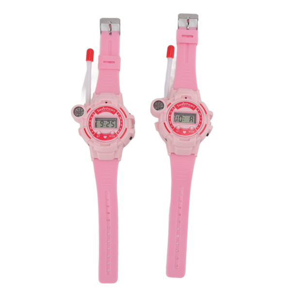 Barn Walkie Talkies Klocka LCD-skärm Brusreducering Teleskopantenn Samtal Walky Talky Klocka Rosa