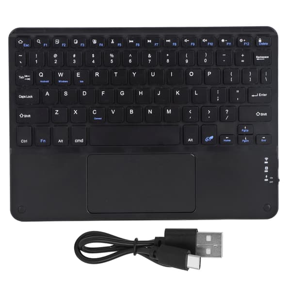 Trådløst Bluetooth-tastatur Touch MultiFunction Eksternt computertilbehør Firkantet hætte 10in Sort