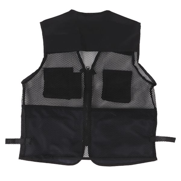 Militær Vest Holdbar Åndbar Multi Lomme Mesh Fiskevest til Udendørs Aktiviteter XXL Sort