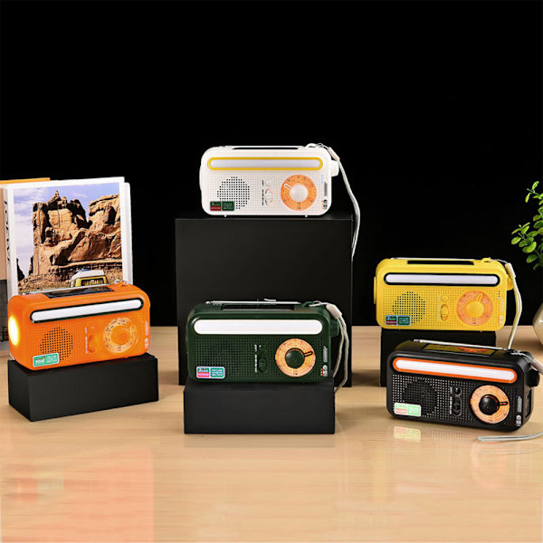 Multifunktionsradio för nödsituationer Handvev Solar USB-laddning AMFMSW Lättuppgraderingsradio AMFMSW Radio, Orange