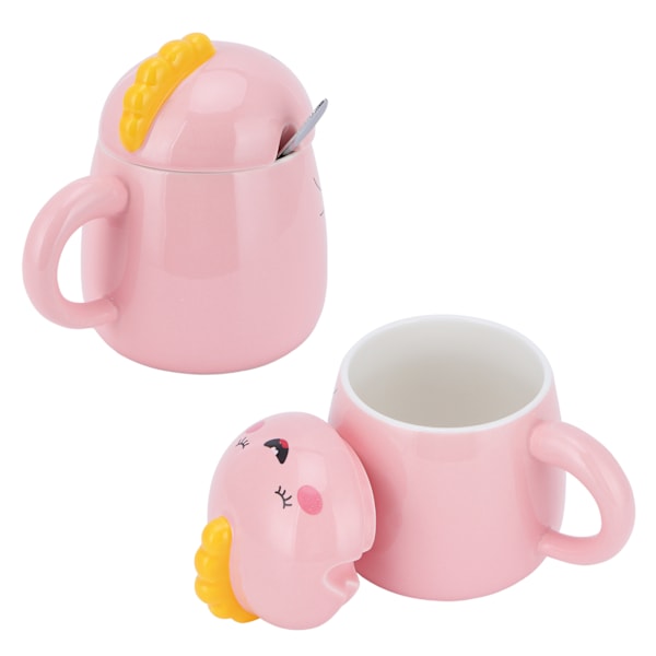 450 ml söt keramisk kopp med lock sked vattenkopp kaffemugg flickgåva för hemmakontor rosa lycklig