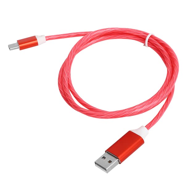 USB C Ladekabel LED Lysende Hurtigladekabel Rød