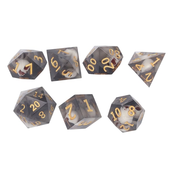 Polyhedral terningesæt rollespil epoxyharpiks gennemsigtig kraniet terning til matematikundervisning brætspil