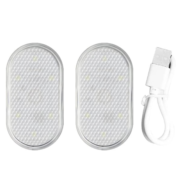 2 st LED-sensorlampor för bilens inredning, USB-uppladdningsbara, beröringsbrytare, automatisk trådlös stämningsbelysning, nattläslampa, inredningsbelysning