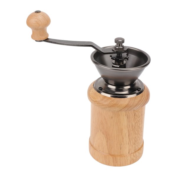 Kaffe Kvern Manuell Eik Rustfritt Stål Retro Ergonomisk Sveiv Håndtak Konisk Sliping Kjerne Bærbar Kaffe Bønne Kvern Lys Farge