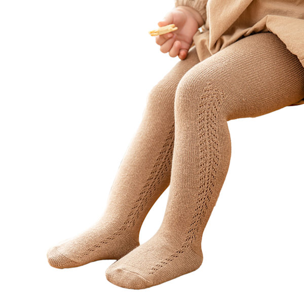 Baby Leggings Hollow Out Bekväma Mjuk Bomull Varm Andningsbar Elastisk Midja Khaki för Vår Sommar L (ca 3-5 år gamla)