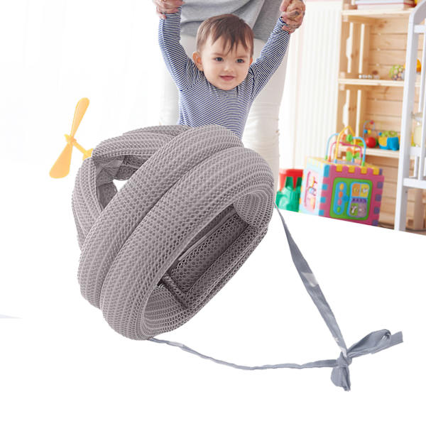 Babysikkerhedshjelm Forebygger Fald Blød Justerbar Toddler Hovedbeskyttelseshat til Krybning Gang Bamboo Dragonfly Grå