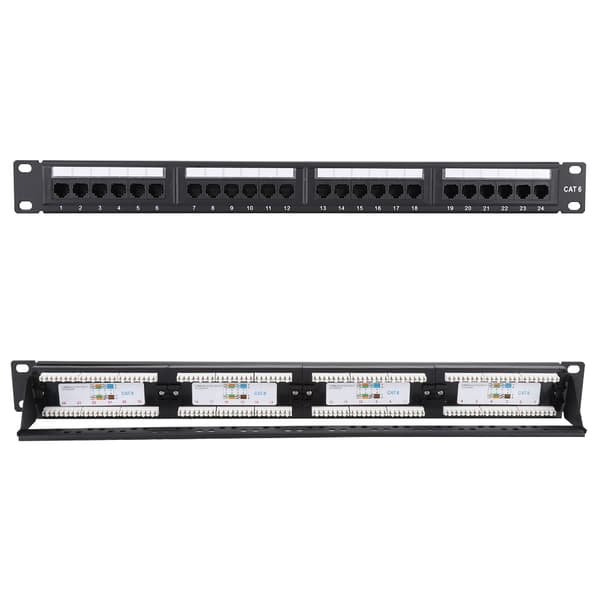 24-ports monterbart data-patchpanel højhastigheds CAT6 CAT-6 netværkskabelrack
