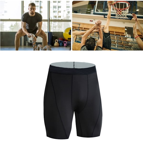 Män Kort Leggings Polyester Elastisk Snabbtorkande Män Sportbyxor för Sport Basketboll Fotboll Svart L