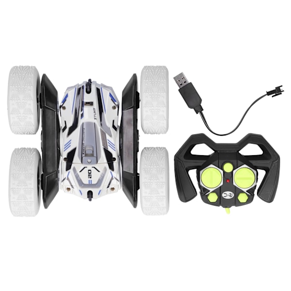 2,4G Dubbelsidig Fjärrstyrd Driftbil 360 Grader Rotations RC Stuntbil Leksak för Barn Vit