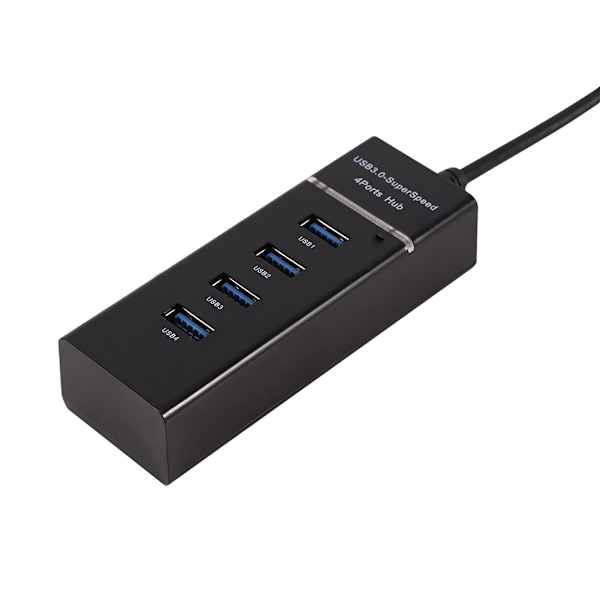 High Speed ​​4 Port USB 3.0 Hub Converter Adapter Bærbar Extender til Macbook kortlæser Sort