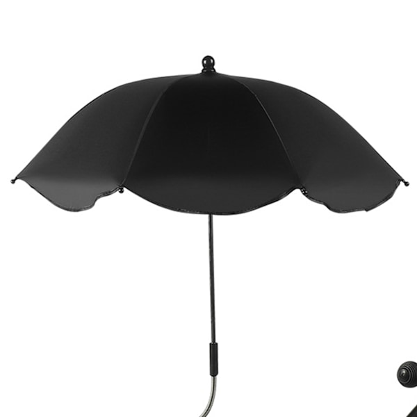 Babyvagnsparasoll UV-skydd 360 Grader Justerbar Automatisk Vattentät Bärbar Vagnsolskydd Svart