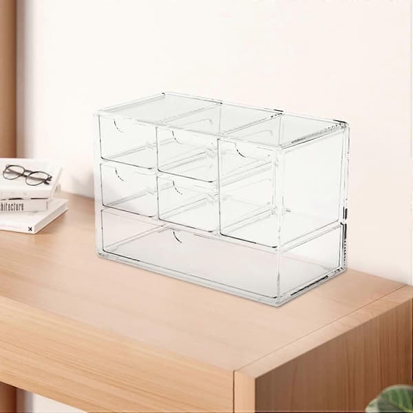Transparent Skrivebordsskuffe Kontoropbevaringsorganisator Makeupskuffe