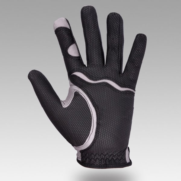 Golfvänsterhandske Polyester Hög elasticitet Andningsbar Tvättbar enkel golfhandske för män Kvinnor Svart Grå M