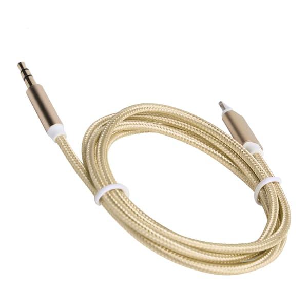 IOS 12 AUX Lydkabel 3.5mm Nylonflettet Adapter Gul