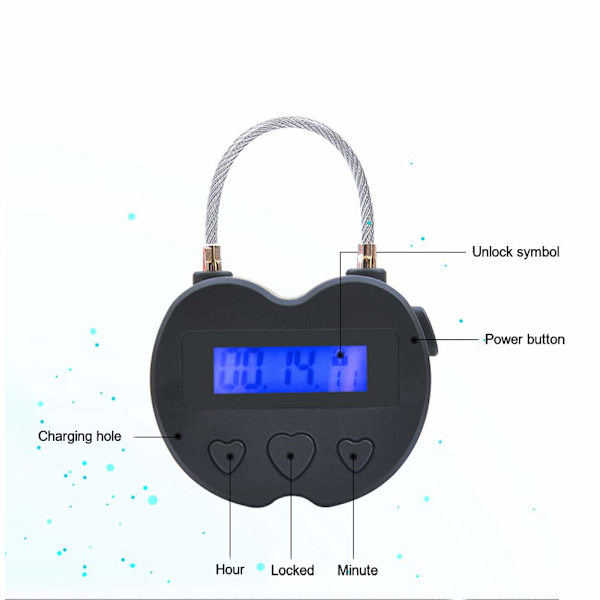 LCD-display tidslås multifunktion elektronisk timer, USB-genopladelig timer hængelås