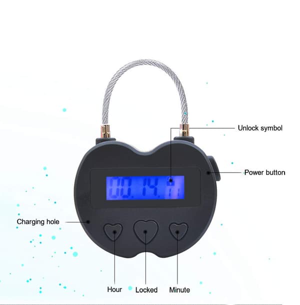 LCD-skjerm tidslås multifunksjon elektronisk timer, USB oppladbart timer hengelås