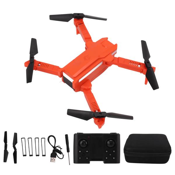 Sammenleggbar Drone Plast 4K Fjernkontroll Luftfotografering Quadcopter med dobbeltkamera oransje