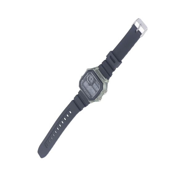 Elektronisk sportsur 12 24 timer vandtæt digitalt armbåndsur med lysende alarm og timingfunktion, transparent grøn