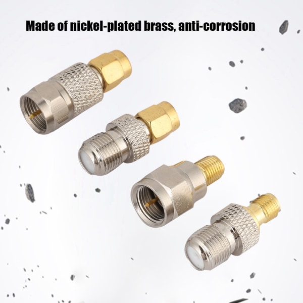 4 stk bærbar messing antennekontakt F til SMA Radio Converter Adapter