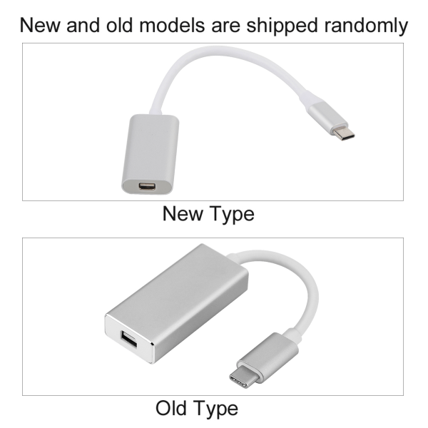 USB3.1 Typec - Mini DisplayPort -sovitin USBC - Mini DP -muunnin Macbookille, hopea