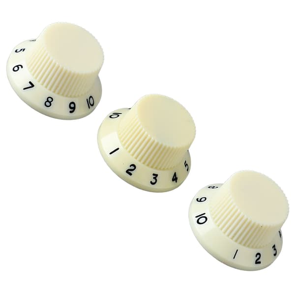 3PCS Potentiometer Vridknappar Ton Volymkontrollknapp Ersättning för Elgitarr Bas Elfenbensknapp Svart Text