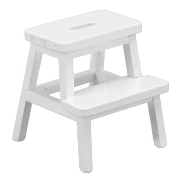 1/12 Dockhus Pall Vivid 4 Stolsben 2 Steg Lätt Rektangel Form Mini Dockhus Möbler Pall Vit