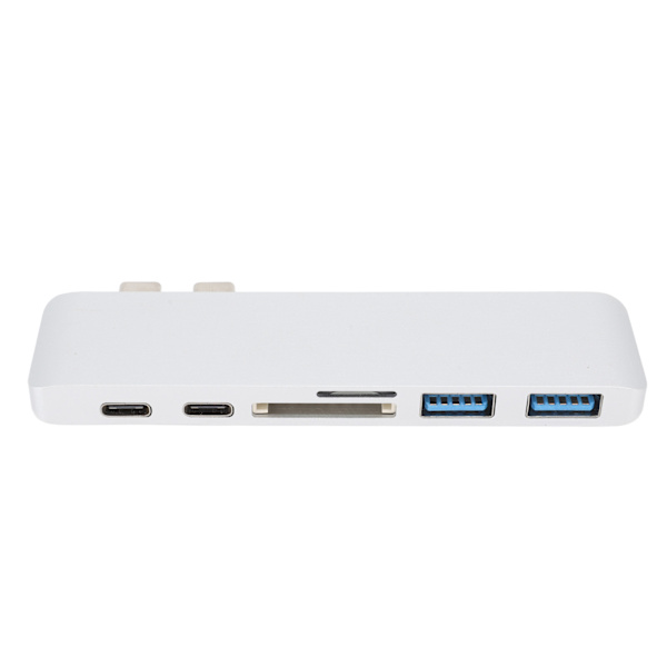Dockningsstation 10Gbps 5Gbps USB3.0 Gränssnitt Minneskortläsare Lättviktig Portabel Typ C Hubb för MacBook Silver