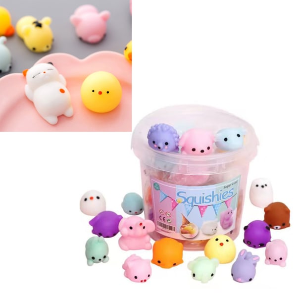 24 stk Squeeze Toy Søt Soft Safe TPR Squeeze Dolls Decompres Stress Toy for Office Home