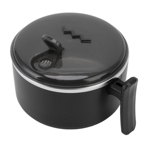 Isolerad skål 304 Rostfritt stål med lock Stativdesign ihålig dubbelskikts värmeisolering Ramenmugg för kök Svart