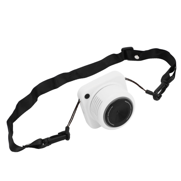 Hengende halskjedevifte Vintage kameraformet justerbar håndfri bærbar minihalsvifte med snor for utendørs hvit