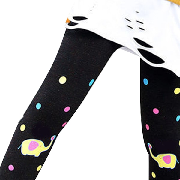 Flickor Leggings Varma Tjocka Hudvänliga Cartoon Print Över Häl Barn Tights Byxor för Höst Vinter S (Rekommenderad Höjd 90‑110cm / 35.4‑43.3in)