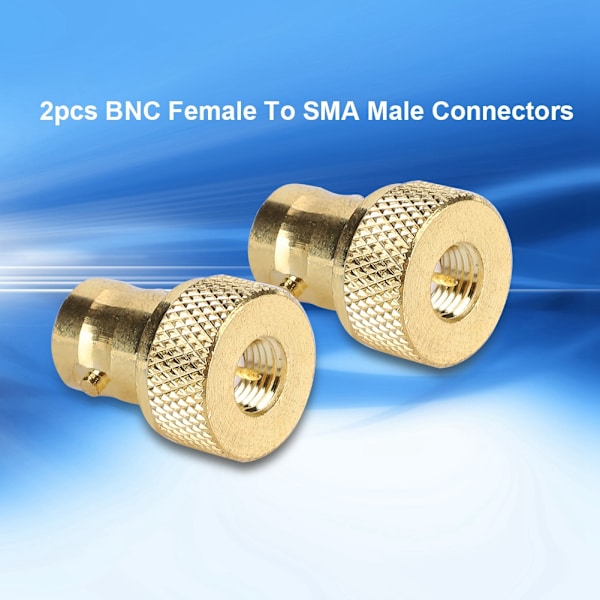2 st Guld BNC Hona Till SMA Hane Convert Adapter Connector