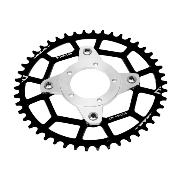 Motorsykkelgiradapter Høy hardhet Nøyaktig 46T 104BCD tannhjuladapter for Bafang BBS01 BBS02 Svart