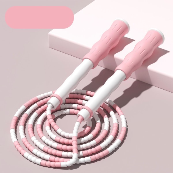 Segmenterat hopprep Justerbart Otrasslade pärlor Flexibel PP-plast hopprep för barn Rosa