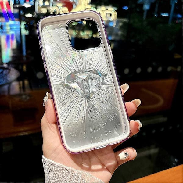 Deksel til iPhone 16 Pro Max IMD Diamantmønster TPU+PC Støtsikkert Telefondeksel
