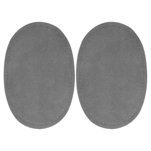2 stk. påsydd stoff, ovale albuelapper til gensere (suede-stoff, grå) Gray