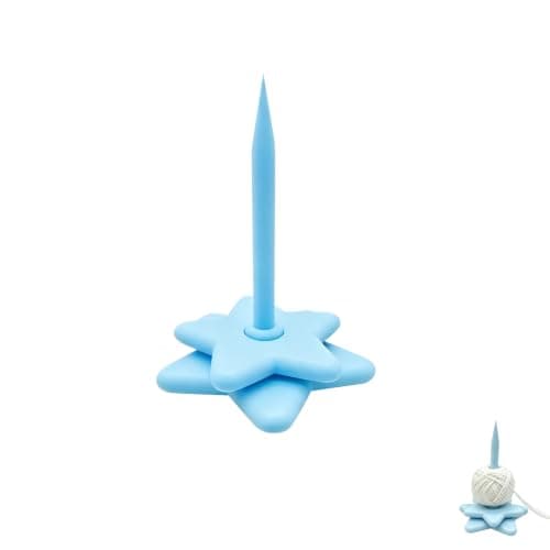 Stjernegarnholder for hekling og strikking, bærbar garnspinner (blå) Blue