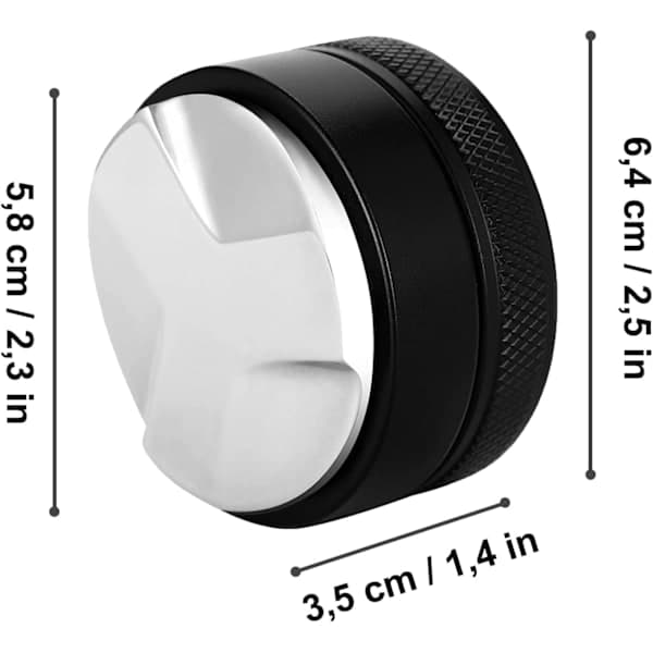 Kaffeniveller, 58 mm 304 rustfrit stål kaffeniveller, værktøj til nivellering af malet kaffe, sort 58 mm