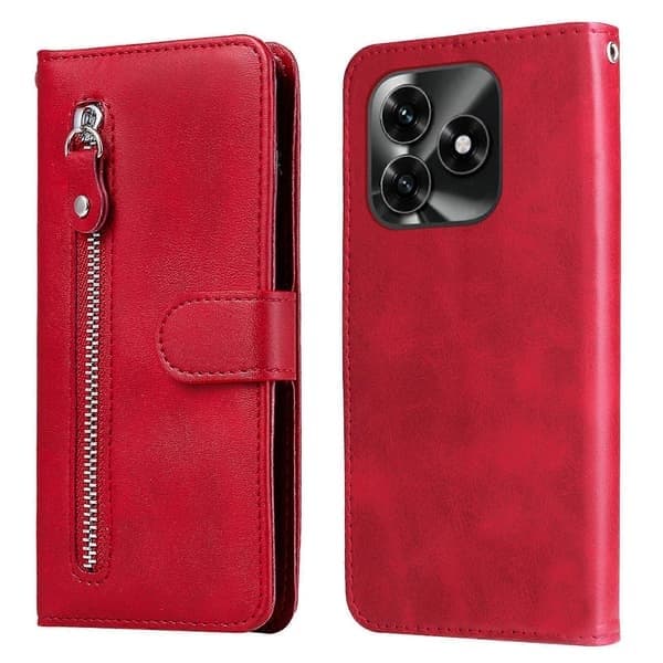 Kompatibel med Honor X5c Plus PU-läderfodral med blixtlåsficka, plånbok och telefonfodral med stativ