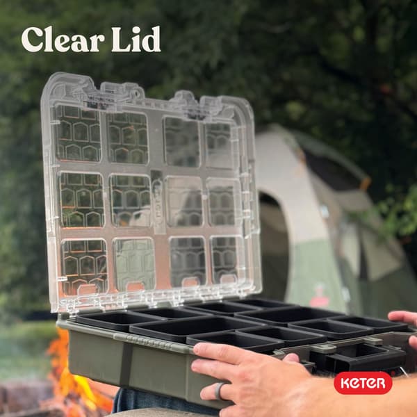 Keter Stack N' Roll Campingudstyrsorganizer, Bærbar Opbevaringsorganizer Tool Organizer Olive Green